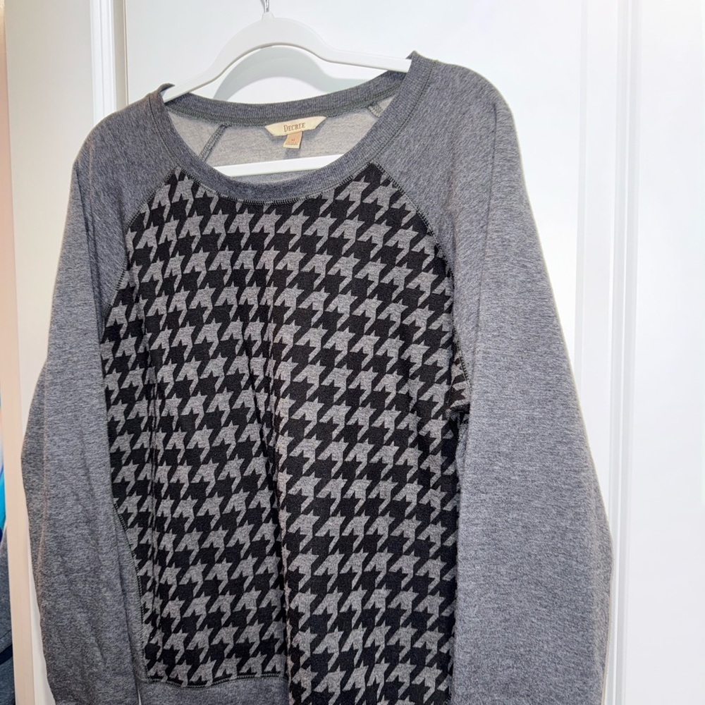 Decree womens Black and Gray Houndstooth Sweater Pullover Size XL - Picture 4 of 8